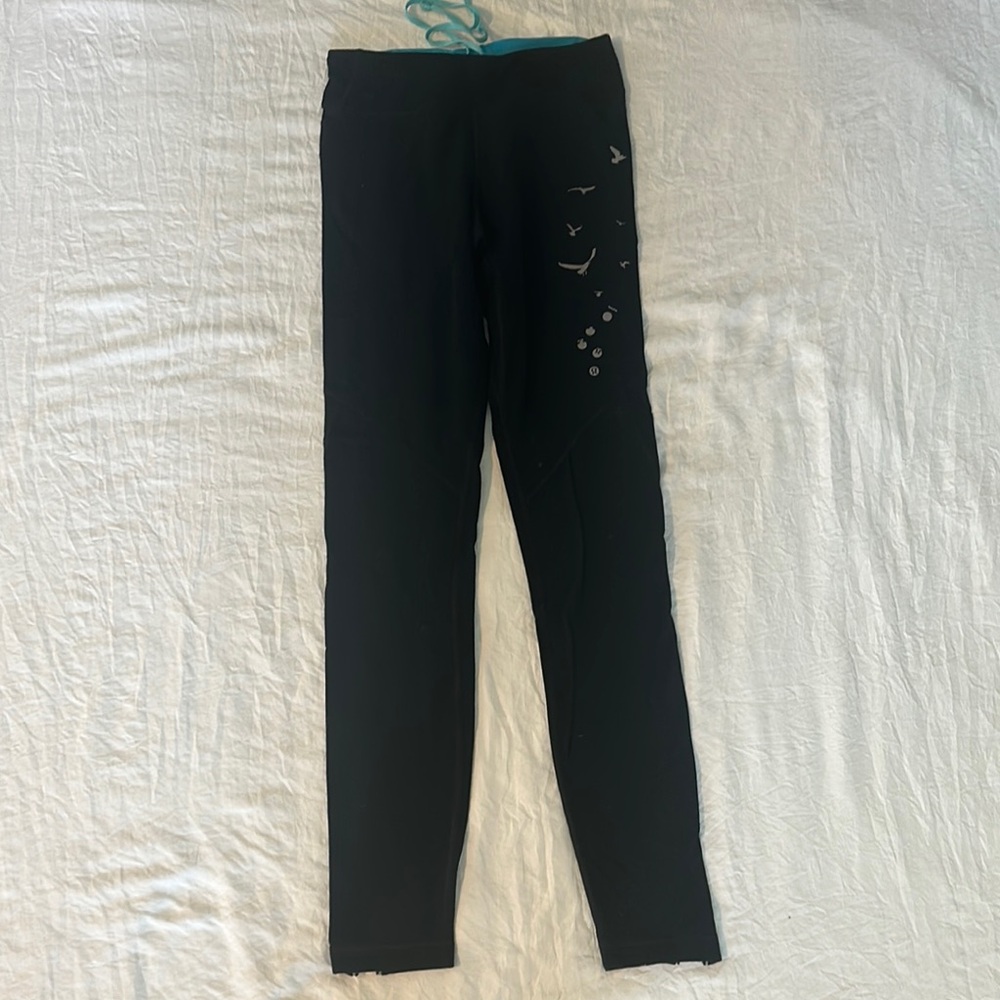 Lululemon Black Leggings with Bird Design